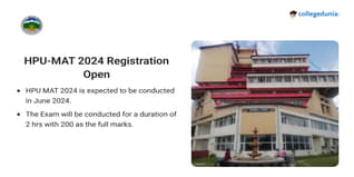 HPU-MAT 2024 Registration Open @hpuniv.ac.in; Apply till May 8